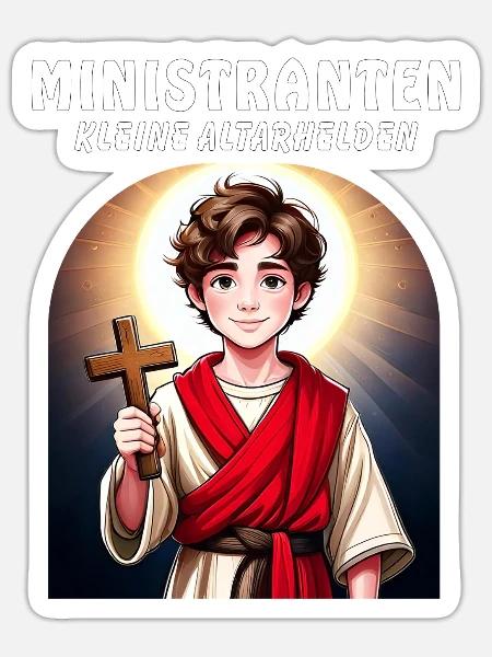 MINISTRANTEN KLEINE ALTARHELDEN - Sticker Größe S (10 x 10 cm) - Mattweiß