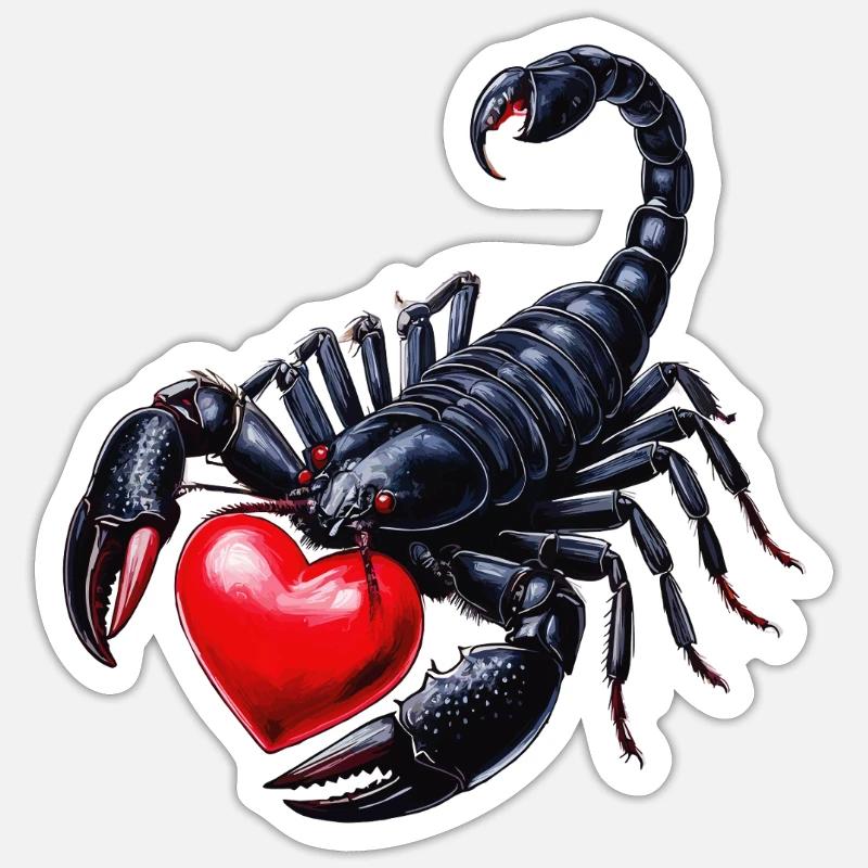 SCORPIO HEART - Sticker size S (10 x 10 cm) - white matte