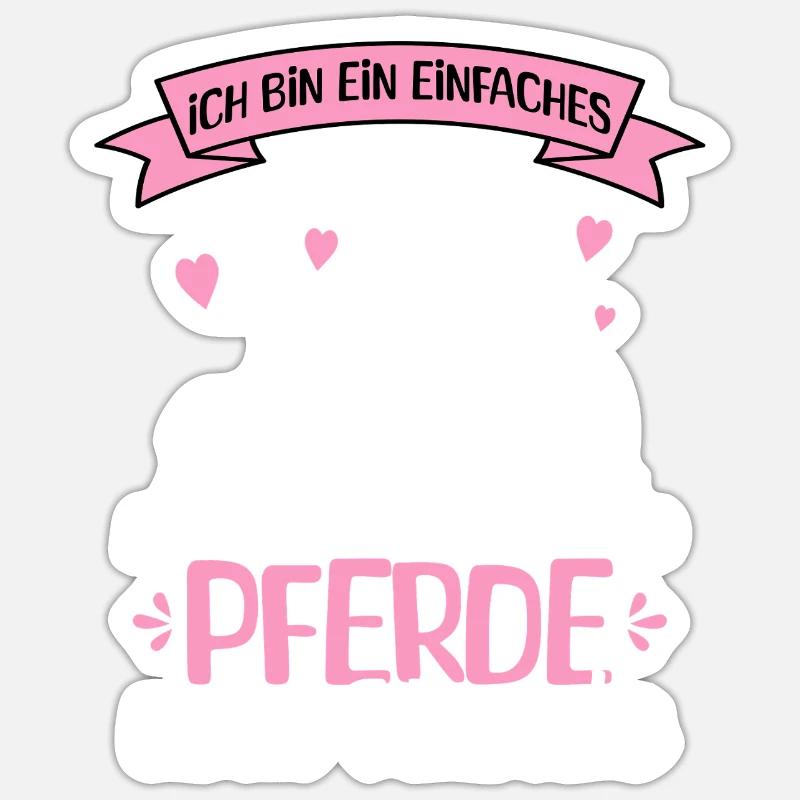 Einfaches Mädchen Pferde - Sticker Größe S (10 x 10 cm) - Mattweiß
