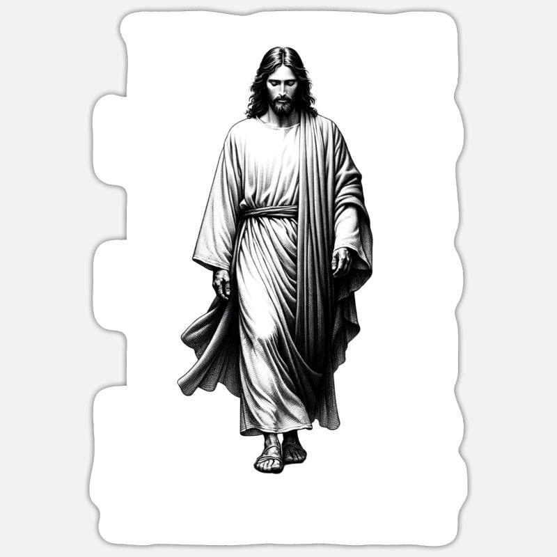 Jésus le chemin - Sticker taille S (10 x 10 cm) - blanc mat