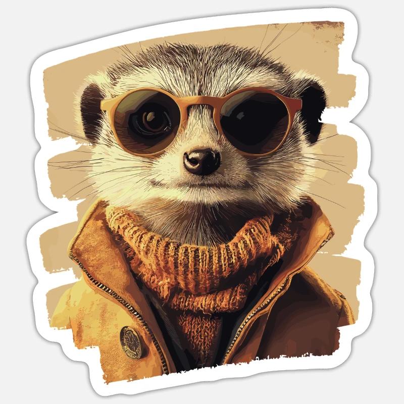 Suricate - Sticker taille S (10 x 10 cm) - blanc mat