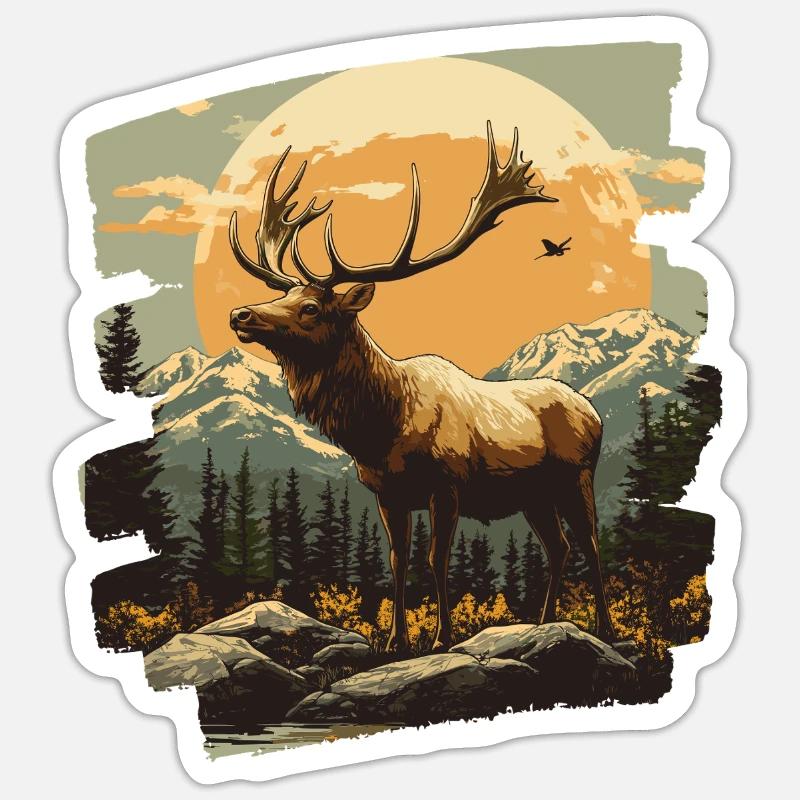 Moose Retro - Sticker size S (10 x 10 cm) - white matte