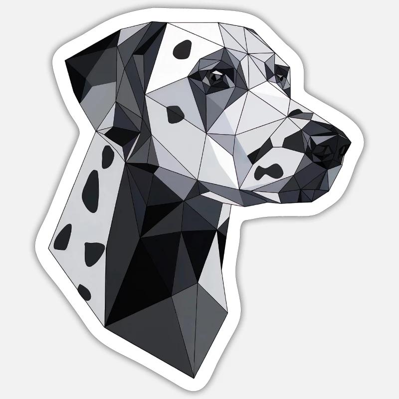 Conception géométrique d’un dalmatien. - Sticker taille S (10 x 10 cm) - blanc mat