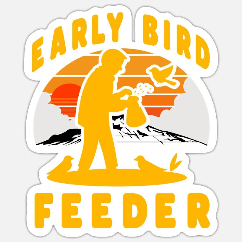 Frühaufsteher-Futterhäuschen Sticker Größe S (10 x 10 cm)