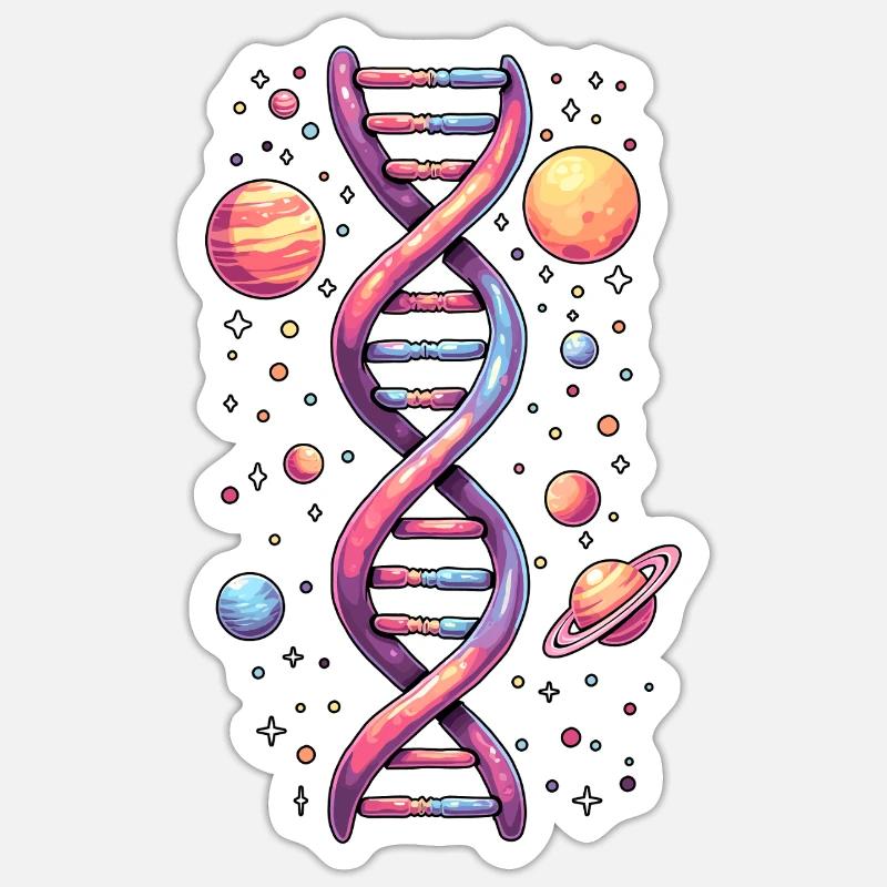 Espace ADN double hélice - Sticker taille S (10 x 10 cm) - blanc mat
