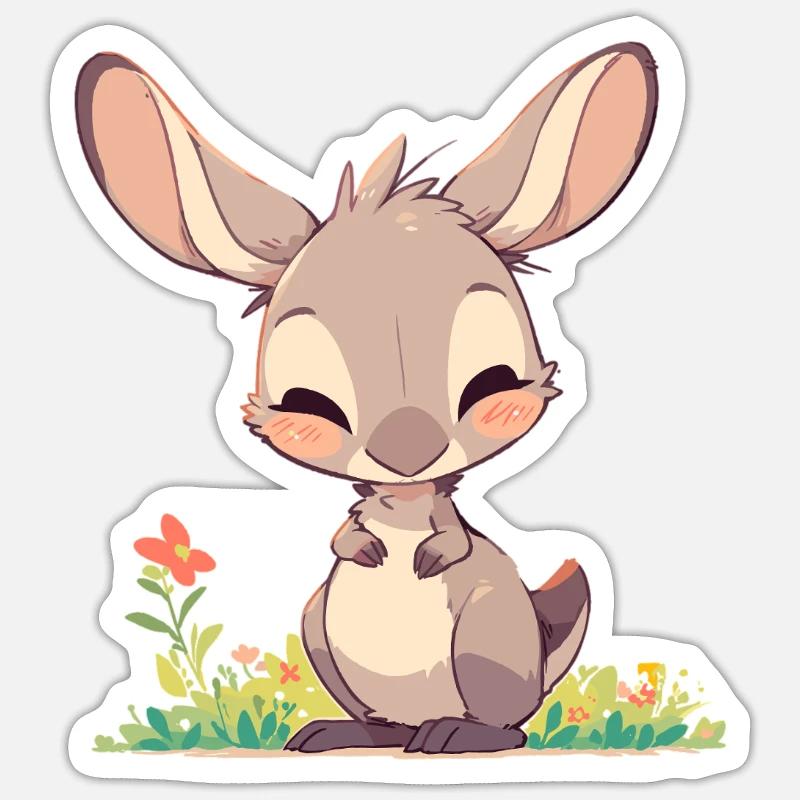 Kangourous Kangourou - Sticker taille S (10 x 10 cm) - blanc mat