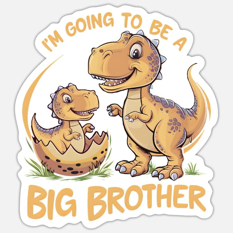 Ich Werde Ein Großer Bruder Dinosaurier - Sticker Größe S (10 x 10 cm) - Mattweiß