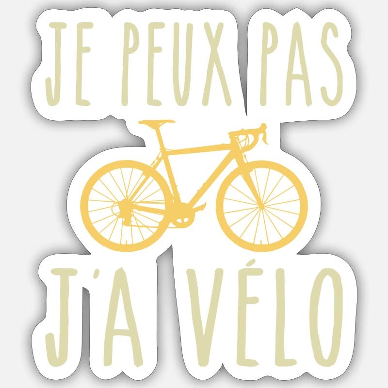 Je Peux Pas J'ai Vélo - Sticker taille S (10 x 10 cm) - blanc mat