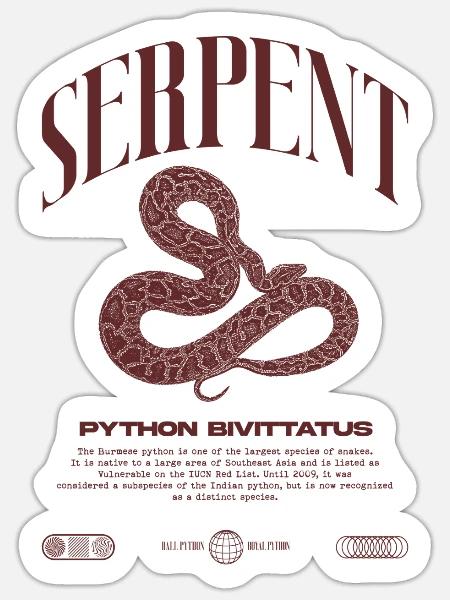 Burmesische Python Moderne Reptilienhalter Streetwear - Sticker Größe S (10 x 10 cm) - Mattweiß