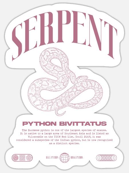 Burmesische Python Moderne Reptilienhalter Streetwear - Sticker Größe S (10 x 10 cm) - Mattweiß