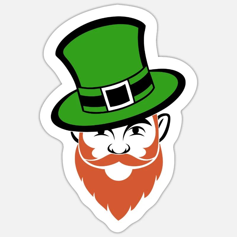 Leprechaun - Saint-Patrick - Irlande - Sticker taille S (10 x 10 cm) - blanc mat