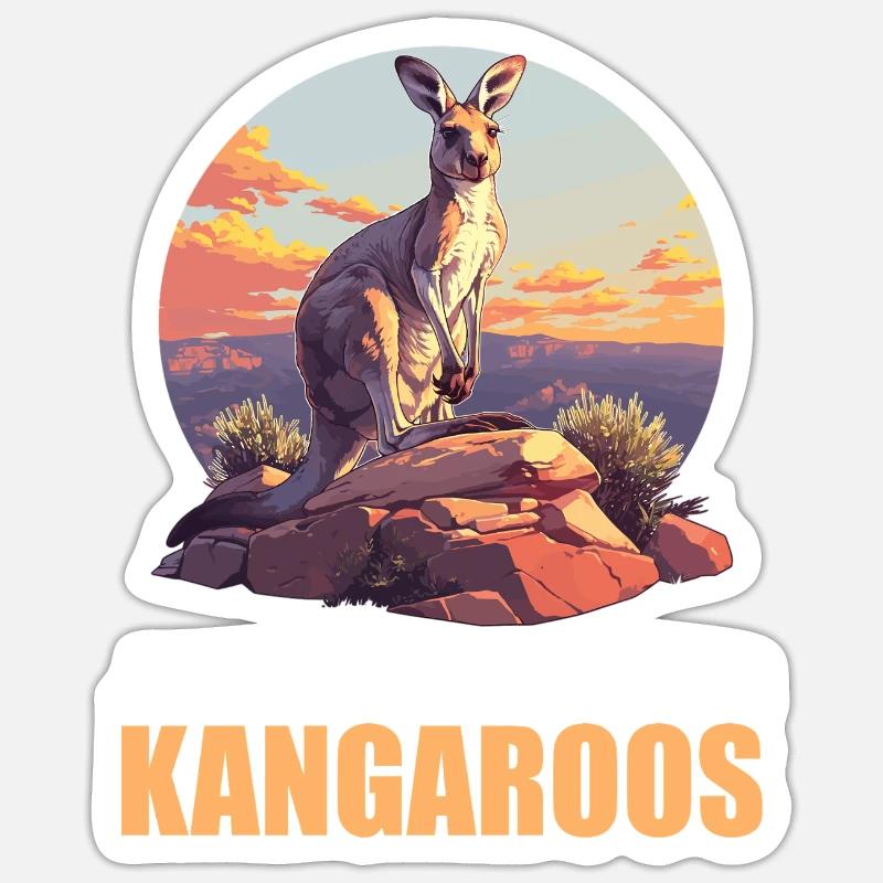 Kängurus Känguru - Sticker Größe S (10 x 10 cm) - Mattweiß