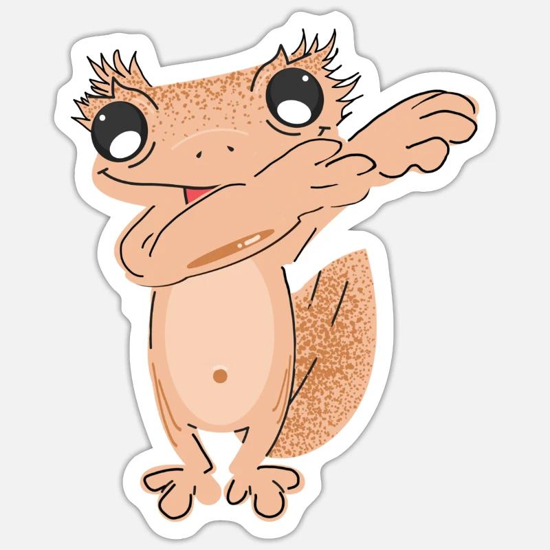Dabbing kronengecko - Sticker Größe S (10 x 10 cm) - Mattweiß