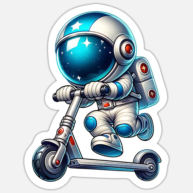E-Scooter E-Roller Astronaut Scooter - Sticker Größe S (10 x 10 cm) - Mattweiß