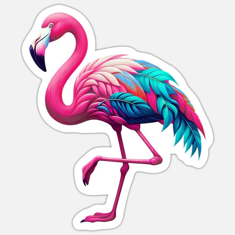 Flamant - Sticker taille S (10 x 10 cm) - blanc mat