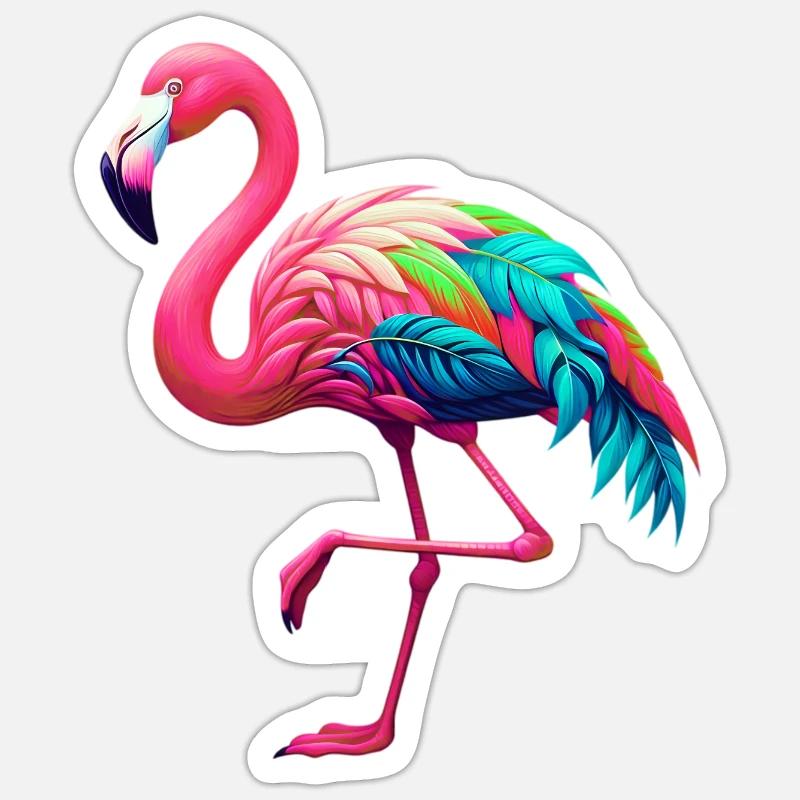 Flamant - Sticker taille S (10 x 10 cm) - blanc mat