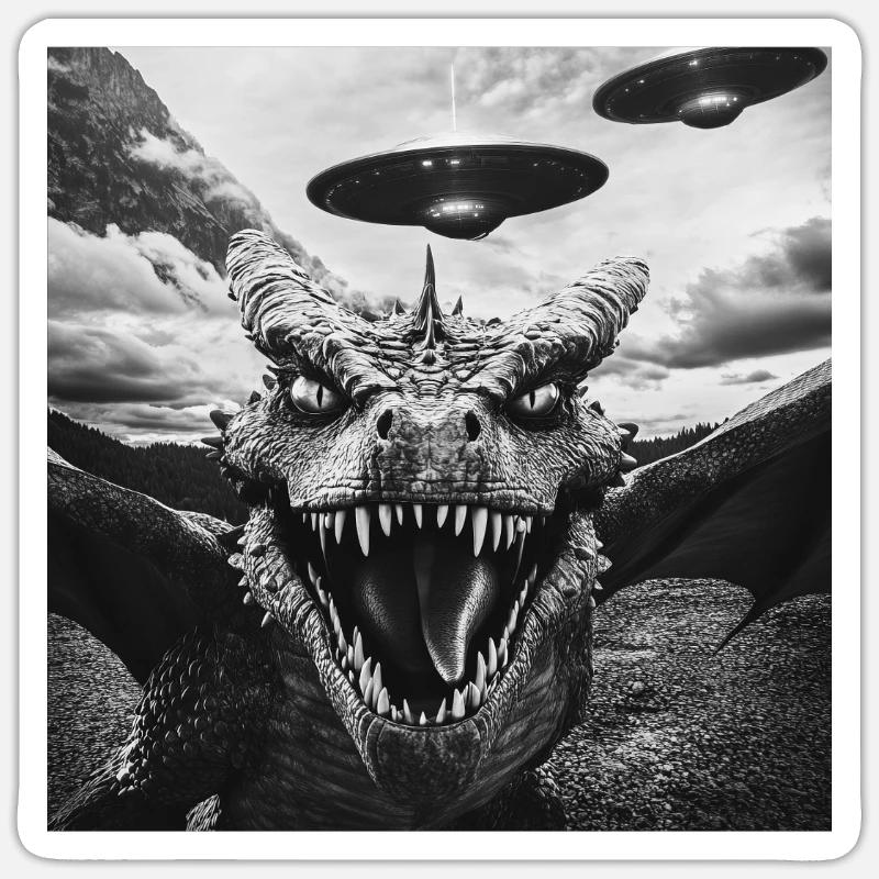 Drachen - Sticker Größe S (10 x 10 cm) - Mattweiß