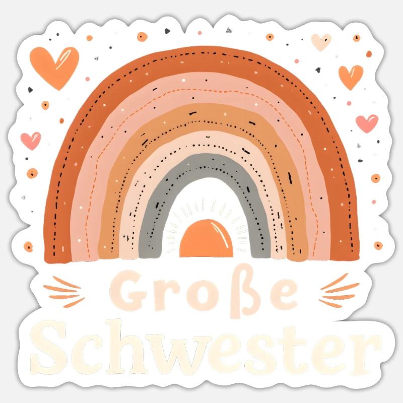 Große Schwester Regenbogen Boho Sticker Größe S (10 x 10 cm)