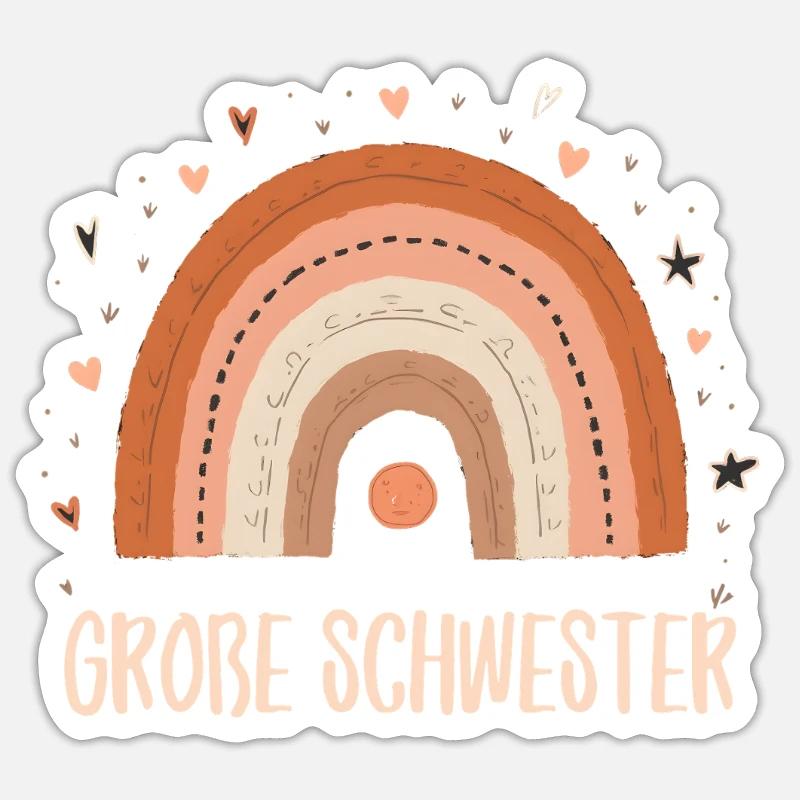 Große Schwester Regenbogen Boho Sticker Größe S (10 x 10 cm)