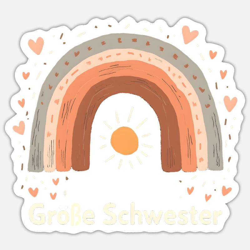 Grande Soeur Arc-en-ciel Boho - Sticker taille S (10 x 10 cm) - blanc mat