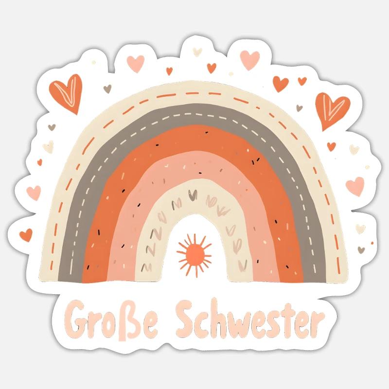 Große Schwester Regenbogen Boho Sticker Größe S (10 x 10 cm)