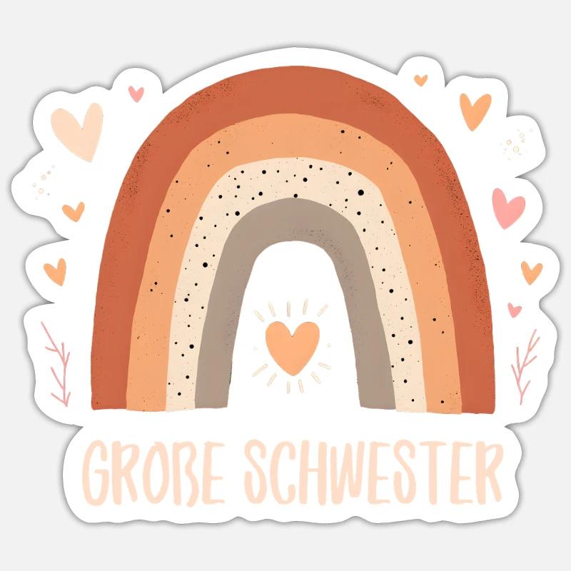Große Schwester Regenbogen Boho Sticker Größe S (10 x 10 cm)