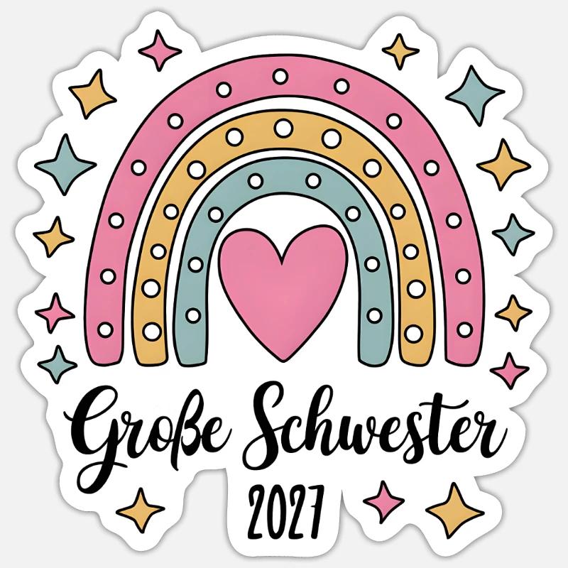 Große Schwester 2027 Regenbogen Sticker Größe S (10 x 10 cm)
