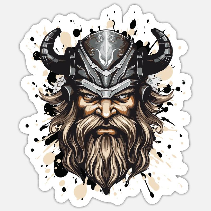 Wikinger Kopf Helm Odin - Sticker Größe S (10 x 10 cm) - Mattweiß