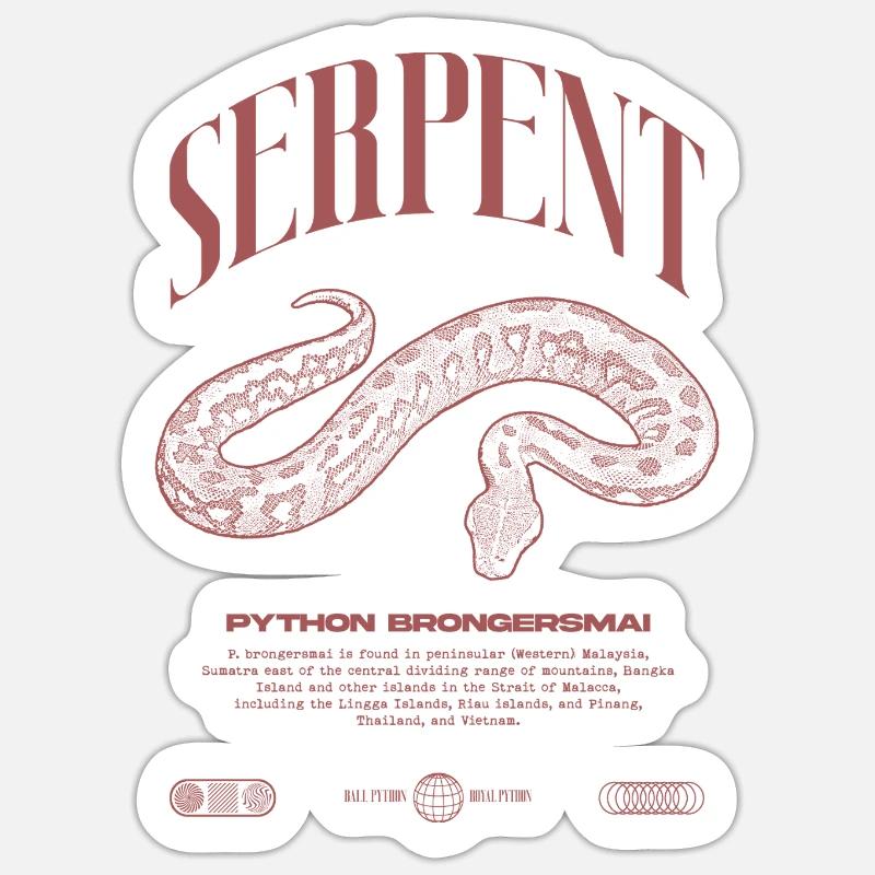 python de sang moderne reptile keeper streetwear - Sticker taille S (10 x 10 cm) - blanc mat