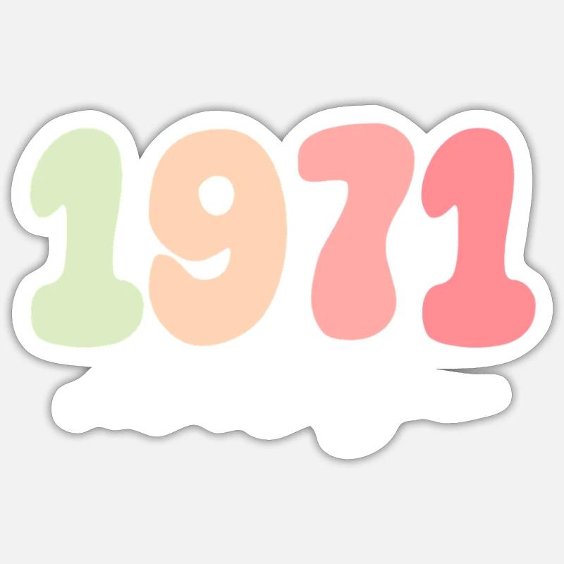 Date de naissance Année de naissance 1971 - Sticker taille S (10 x 10 cm) - blanc mat