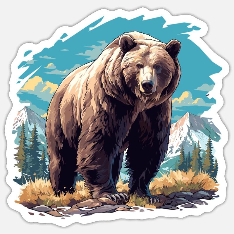 Kodiakbären Kodiakbär - Sticker Größe S (10 x 10 cm) - Mattweiß