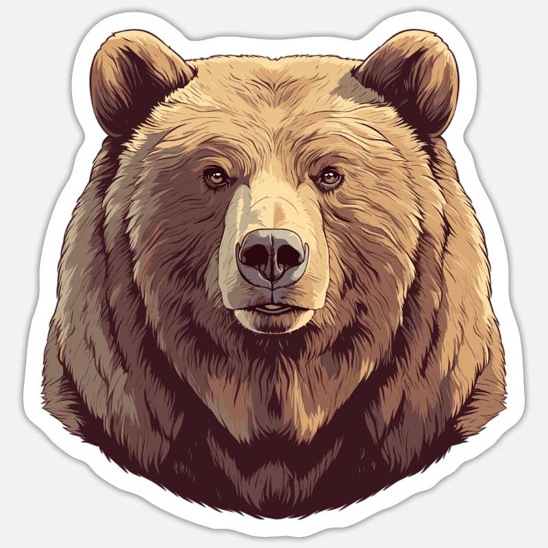 Ours Kodiak Ours Kodiak - Sticker taille S (10 x 10 cm) - blanc mat
