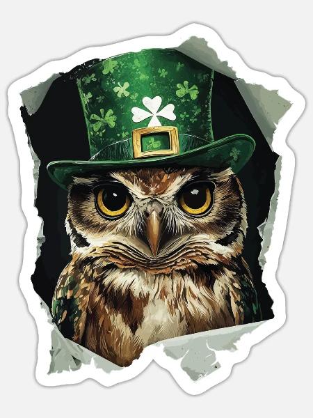 St. Patrick Eule - Sticker Größe S (10 x 10 cm) - Mattweiß