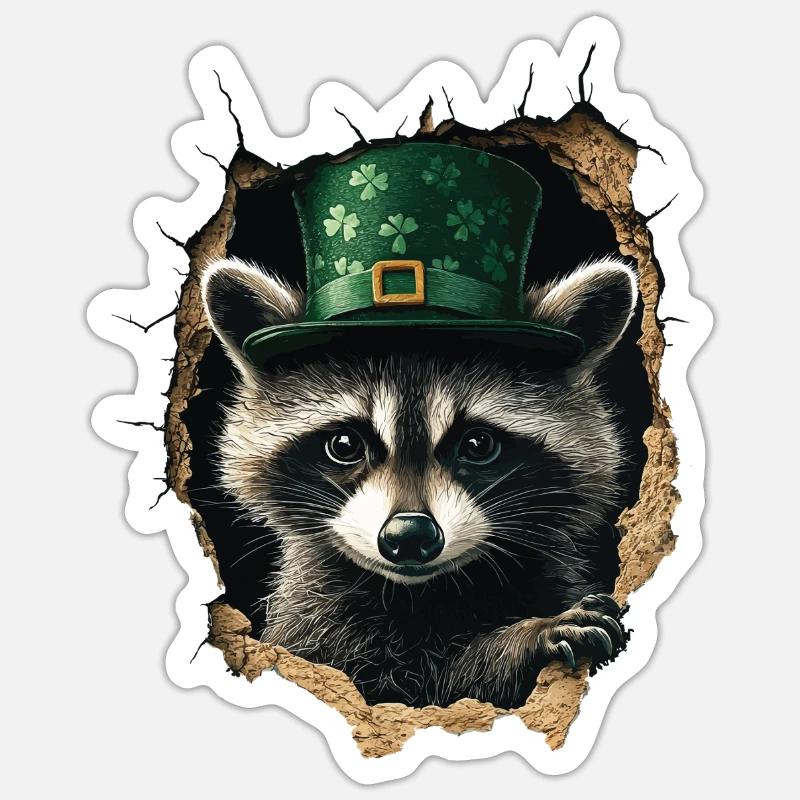 St. Patrick Waschbär Sticker Größe S (10 x 10 cm)