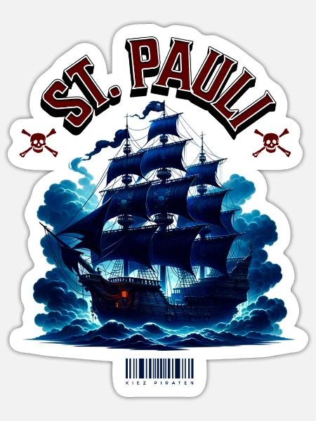 St Pauli Kogge - Sticker Größe S (10 x 10 cm) - Mattweiß