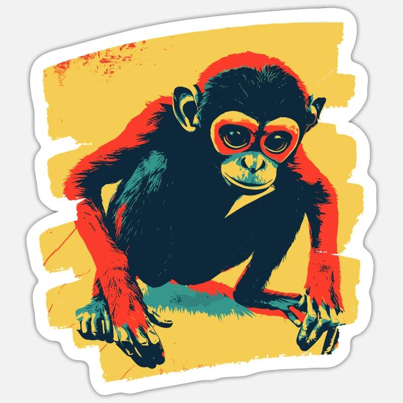 Monkey - Sticker size S (10 x 10 cm) - white matte