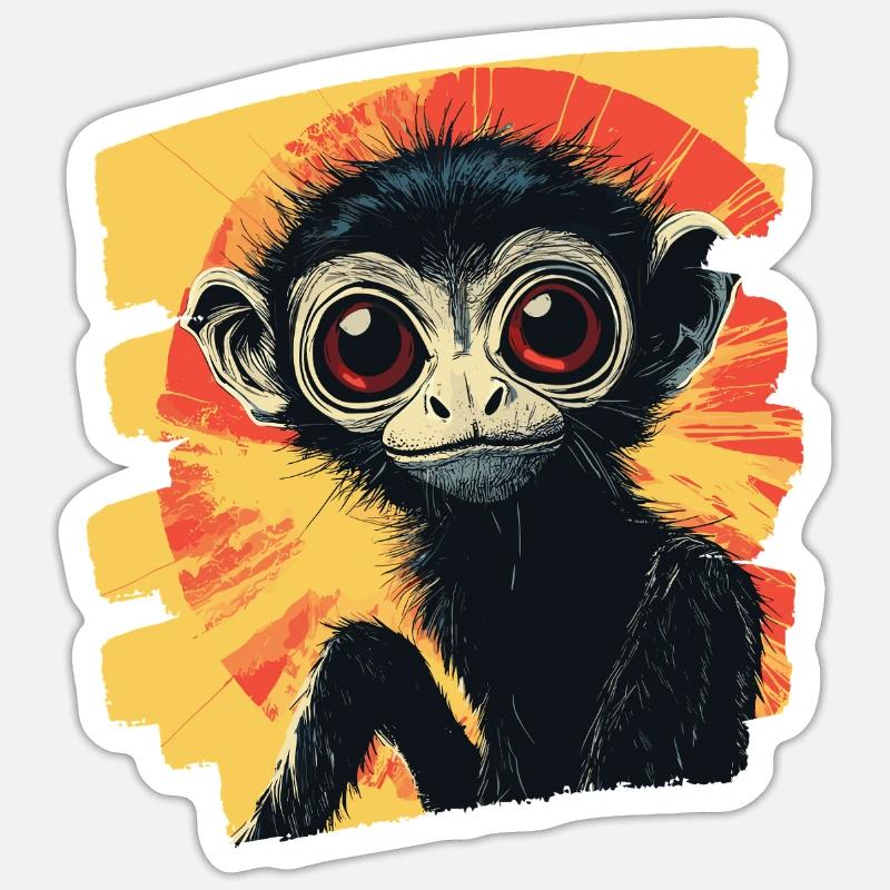 Spider Monkey Retro Sticker size S (10 x 10 cm)