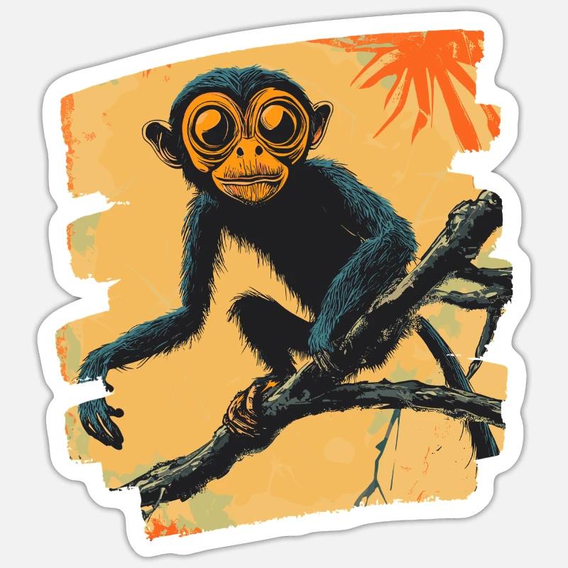 Affe - Sticker Größe S (10 x 10 cm) - Mattweiß