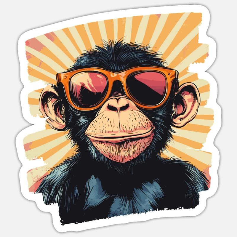 Affe - Sticker Größe S (10 x 10 cm) - Mattweiß