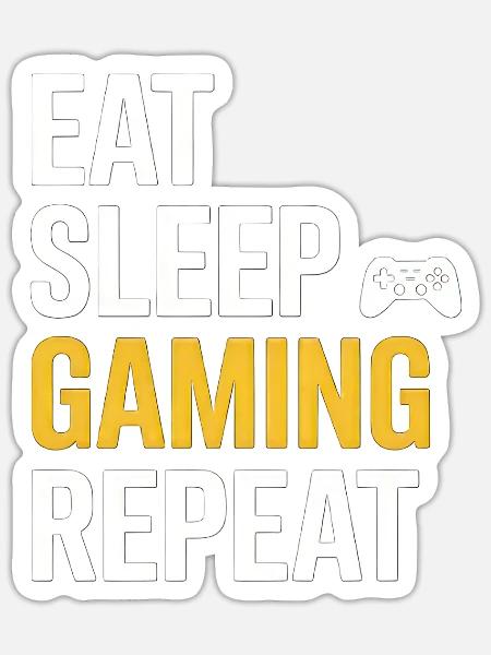 Eat Sleep Gaming Repeat - Sticker Größe S (10 x 10 cm) - Mattweiß