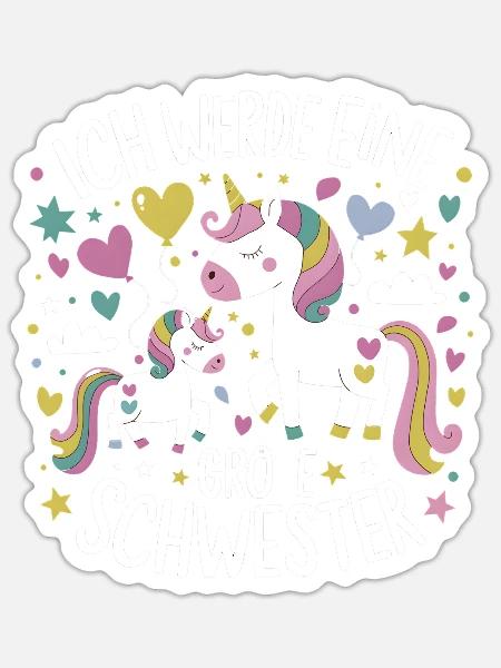 Ich werde eine große Schwester Einhorn - Sticker Größe S (10 x 10 cm) - Mattweiß