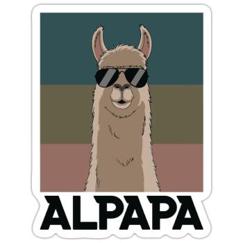 Papa Alpaga Papa Drôle Lama Cadeau de Fête des Pères - Sticker taille S (10 x 10 cm) - blanc mat - Devant