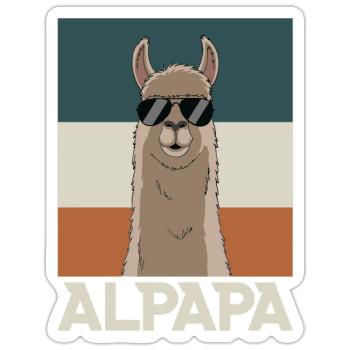 Papa Alpaga Papa Drôle Lama Cadeau de Fête des Pères - Sticker taille S (10 x 10 cm) - blanc mat - Devant