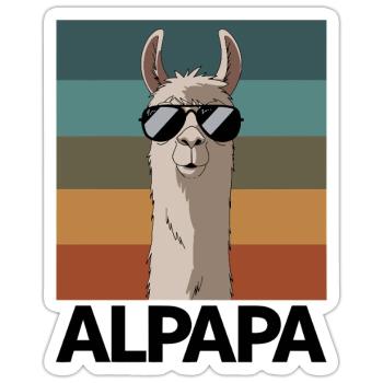 Papa Alpaga Papa Drôle Lama Cadeau de Fête des Pères - Sticker taille S (10 x 10 cm) - blanc mat - Devant