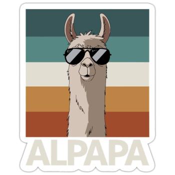 Papa Alpaga Papa Drôle Lama Cadeau de Fête des Pères - Sticker taille S (10 x 10 cm) - blanc mat - Devant