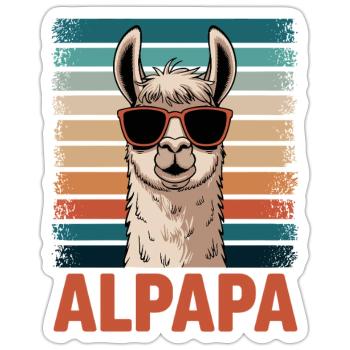 Papa Alpaga Papa Drôle Lama Cadeau de Fête des Pères - Sticker taille S (10 x 10 cm) - blanc mat - Devant