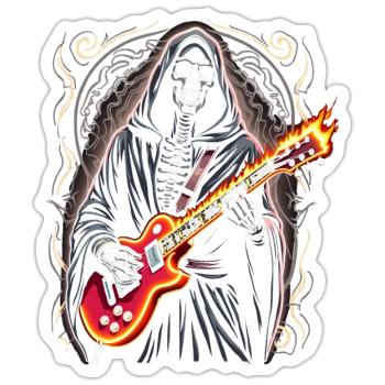 Grim Reaper with Electric Guitar Rock Heavy Metal - Sticker size S (10 x 10 cm) - white matte - Front
