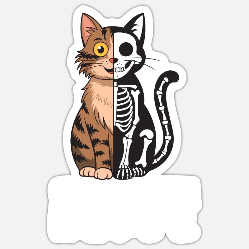 Schrödingers Katze Dead and Alive - Sticker Größe S (10 x 10 cm) - Mattweiß