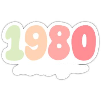 Année de naissance 1980 - Sticker taille S (10 x 10 cm) - blanc mat - Devant