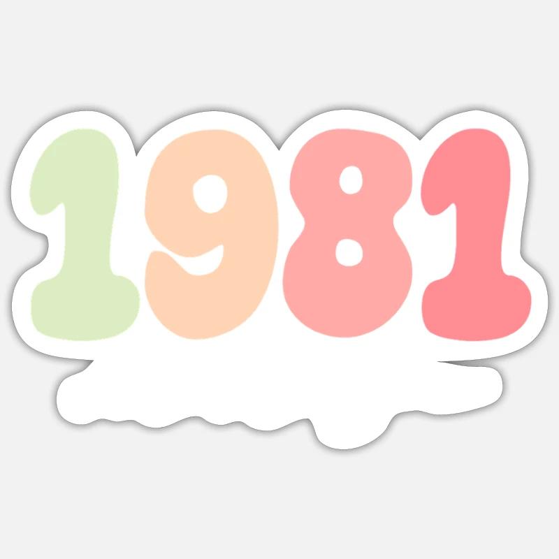 Anniversaire Année de naissance 1981 Sticker taille S (10 x 10 cm)